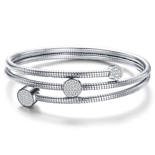 silver Новое поступление, Модный Ювелирный Браслет для женщин, высокое качество, нержавеющая сталь, очаровательные бисерные браслеты, браслеты с кристаллами - Окраска металла: silver