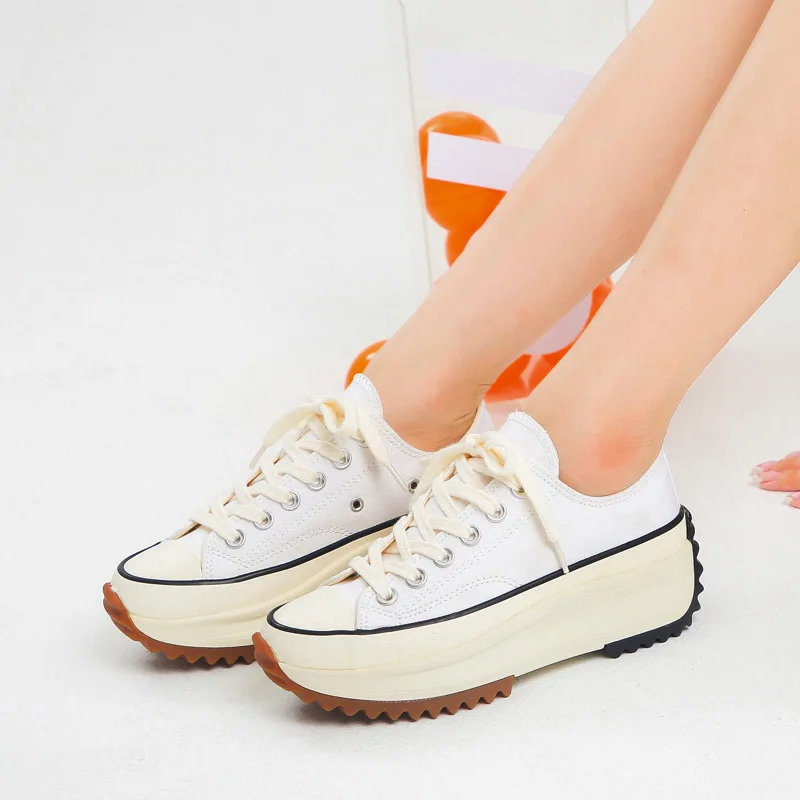 

Женские парусиновые туфли, Повседневная сетчатая дышащая обувь на толстой подошве с вулканизированной подошвой, белого цвета, Осень-зима ...