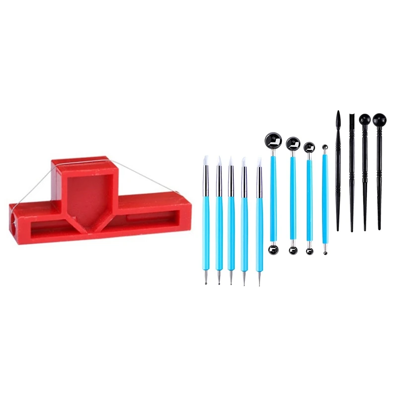 

1X Angle Cutting Clay Tool And Wire Bevel Cutter Clay Trimming Tool (Small) & 13 Pcs Clay Carving Tool Kit