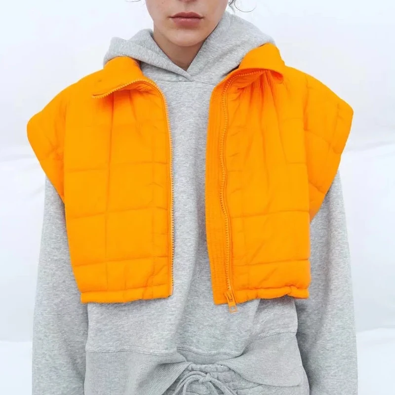 

Women's Parkas Vest Jacket Coat Solid Streetwear Sleeveless Crop Top Female Fashion Waistcoat Casual Chic Outwear Woman Jacket