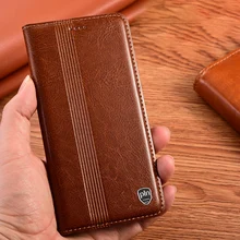 Luxury Genuine Leather Case for OPPO Realme 8 C25 C25S V13 5G Magnetic Flip Cover Card Slots