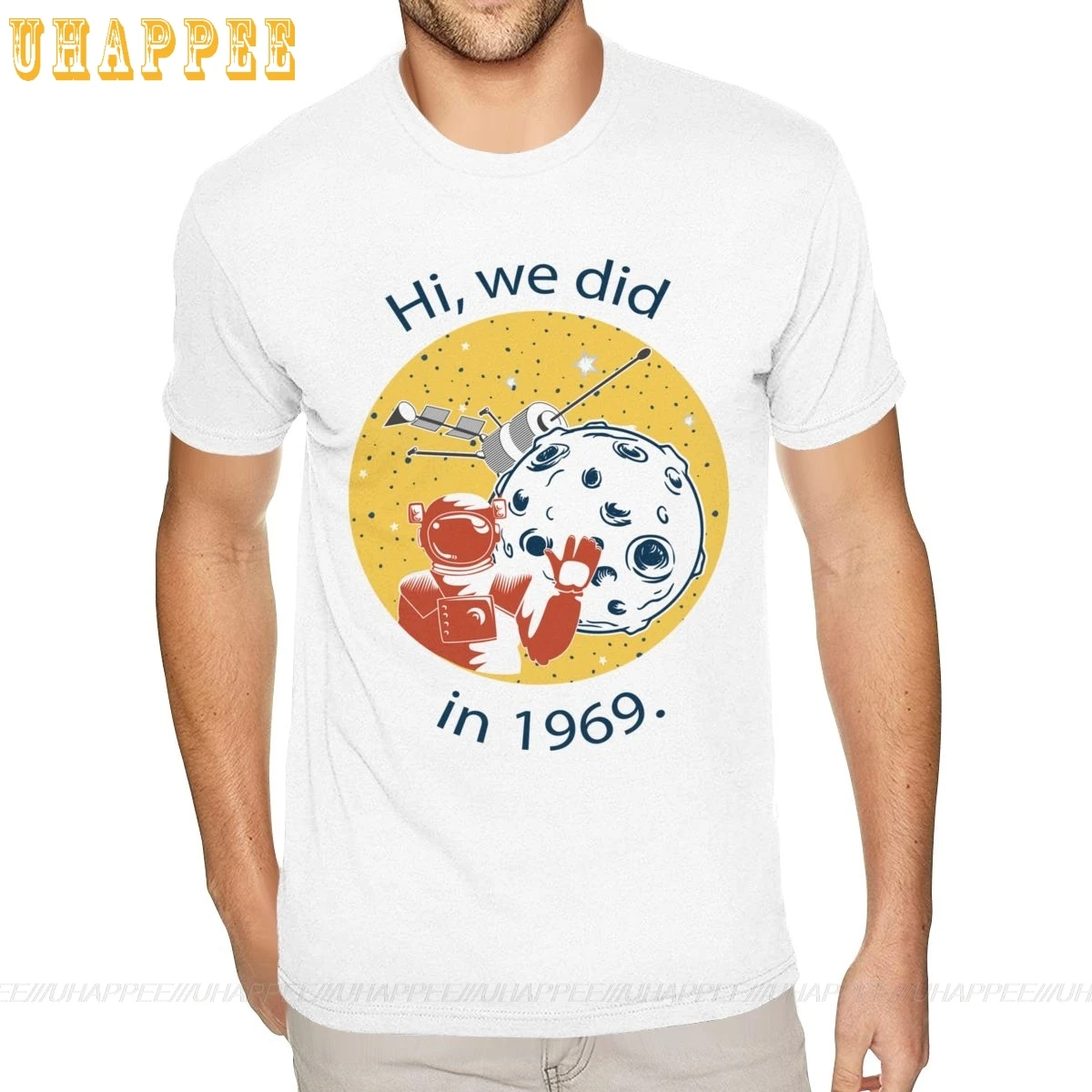 Милые футболки Hi We Did In 1969 с коротким рукавом для мальчиков белая футболка|Мужские
