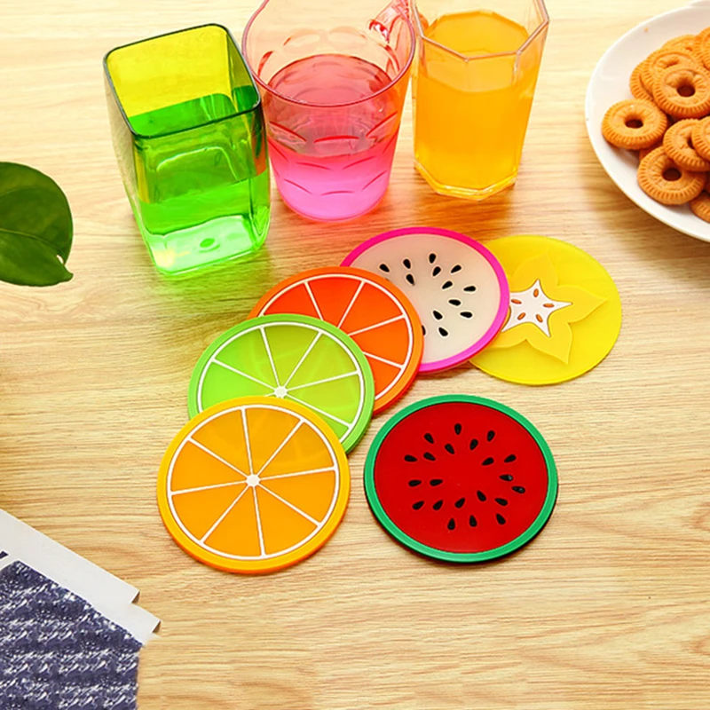 

2pcs Kawaii Office Desk Set Fresh Fruit Coaster Accessories Placement for Mugs Cup Table Decoration Accessories Organizer Supply