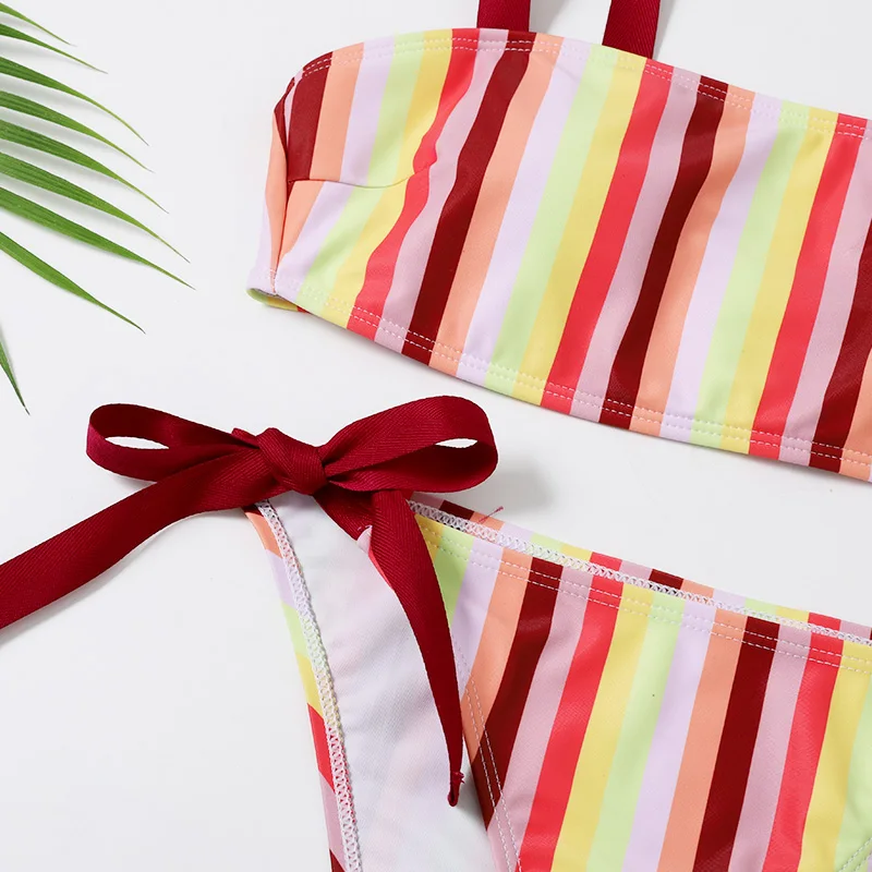 

Rhyme Lady Women Bandage Bikini 2pcs Set Push-up Animal Print Leopard High Waist Beach Swimsuit bandeau Padded Bra Bathing Suit