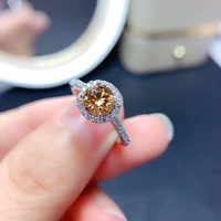 2021 new luxury charm champagne morganite stone ring for women party engagement ring gift fashion silver jewelry accessories