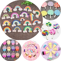 10 pcs mixed color polymer clay flatback cabochons various style lollipop ice cream rainbow scrapbooking craft diy