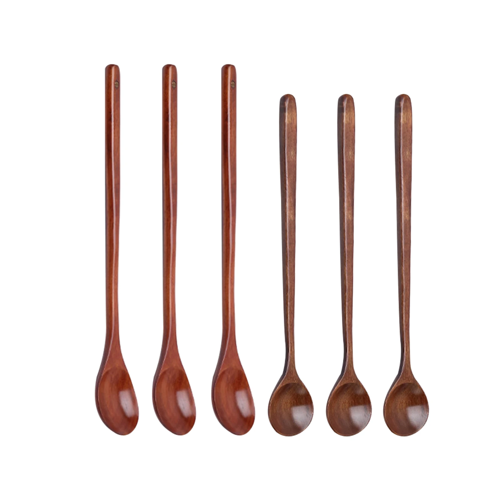 

6pcs/set Iced Tea Japanese Style Wooden Spoon Kitchen Tool Portable Dessert Milk Multipurpose For Drinking Long Handle Coffee