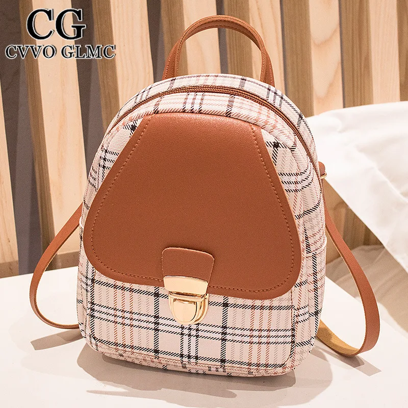 

Cvvo Glmc Mini Backpack Crossbody Bag For Teenage Girl Plaid Women Shoulder Phone Purse Korean Style New Trendy Female 2021
