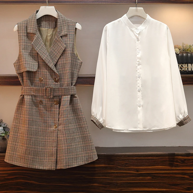 XL 5XL большие размеры женское элегантное платье из двух частей осень 2019 модная