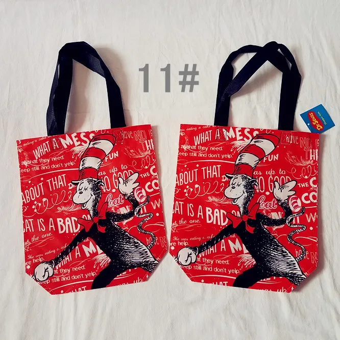 10 шт./лот DR. Seuss Кот в шляпе шоппер сумки tote печать нетканый Рециркулирующий мешок