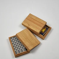 bamboo cards storage box with lid desktop wooden poker playing card box case for playing games table board deck game