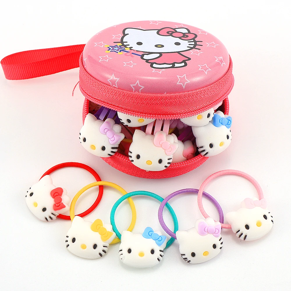 На возраст от 4 до 10 лет шт./компл. милый рисунок «Hello Kitty» набор аксессуаров для волос для девочек Заколки для волос резинки для волос в верхней части коробка для хранения подарок на день рождения для детей Лидер продаж