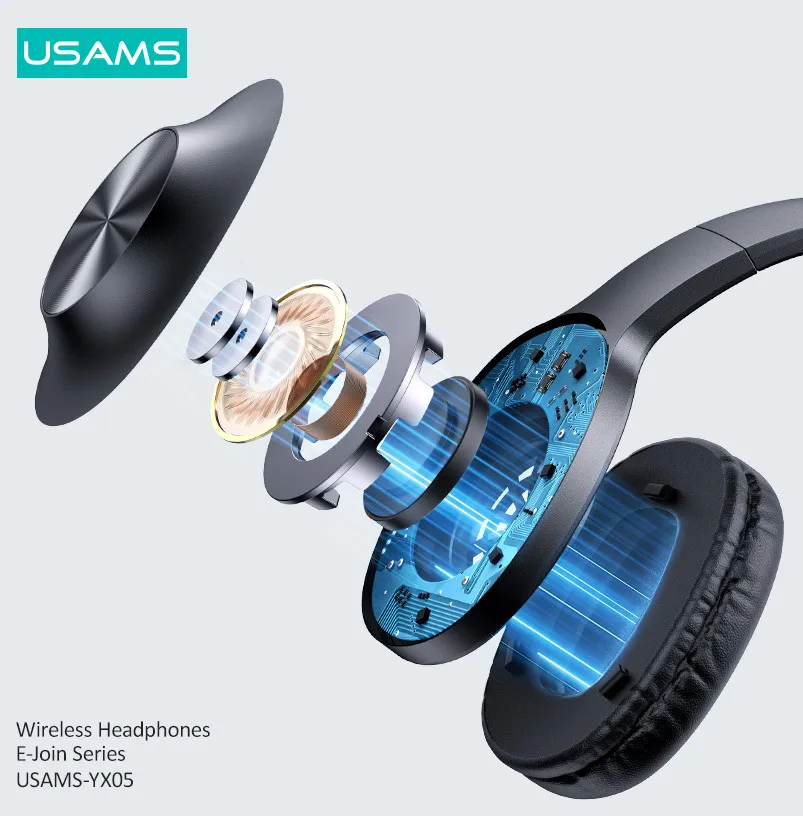 Беспроводные наушники USAMS BT5.0 ANC Hi-Fi стереонаушники Складная спортивная Гарнитура