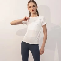 women yoga t shirts slim fit for sports fitness short sleeve yoga top womens gym shirt sport wear breathable solid high elastic