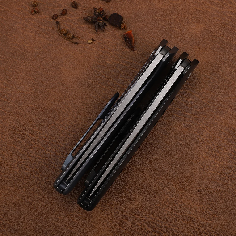 Нож Медвежонок с летающей акулой лезвие S35vn полностью титановая ручка карманный