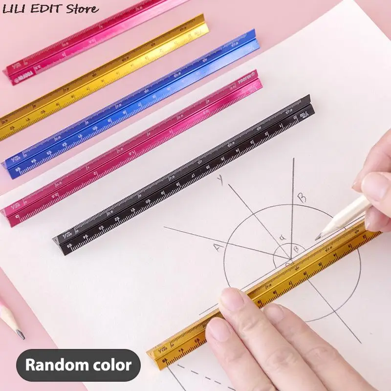 

High Quality Colorful 15cm Aluminum Triangular Scale Ruler Aluminum 1:20 - 1:600 Alloy Metal Scale Regua Desenho