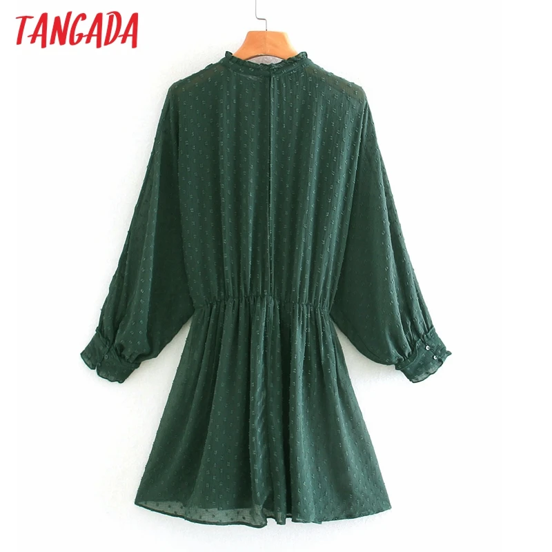 

Tangada Women Vintage Dots Embroidery Ruffles Playsuits Elastic Waist Long Sleeve Rompers Ladies Casual Chic Jumpsuits 2W29