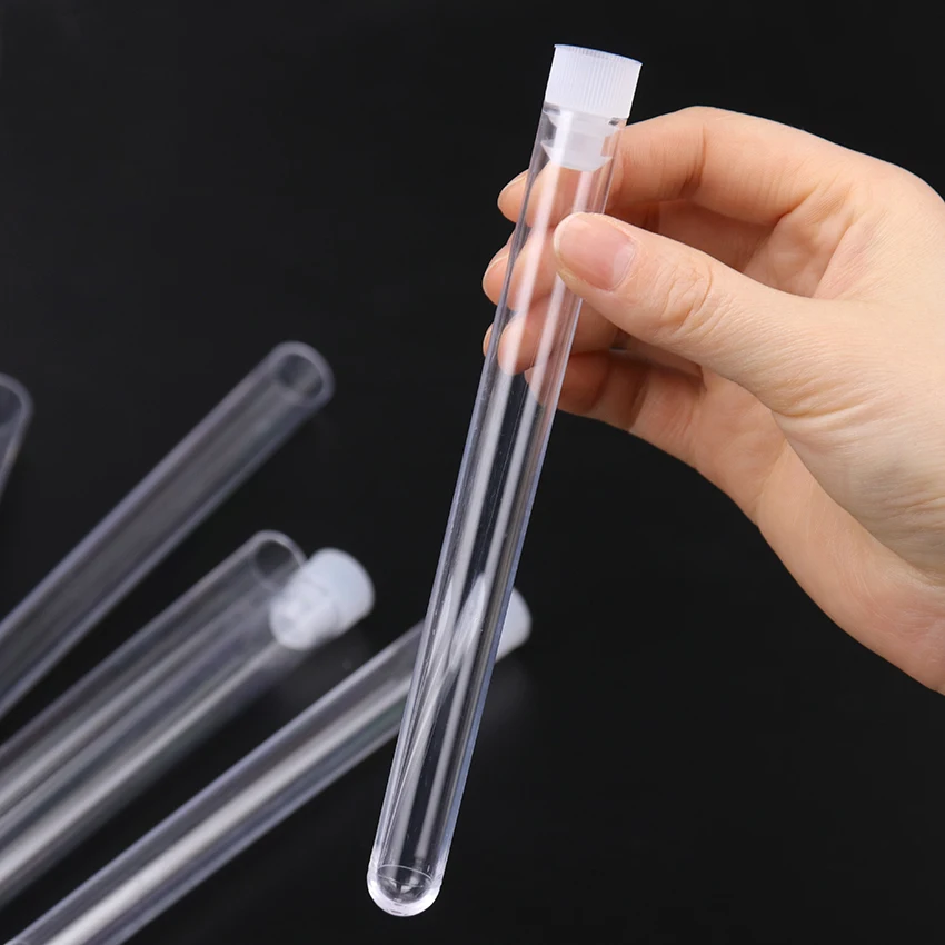 

10PCS Plastic Test Tubes Vials Sample Container Sample Tube With Cap For Office School Chemistry Supplies 15x150mm