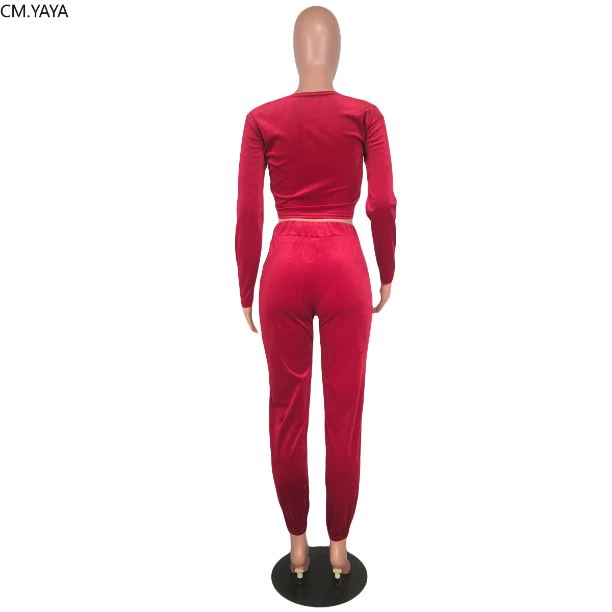 GL Осень Зима Женский комплект полный рукав v-образный вырез короткий топ длинные