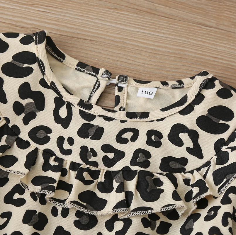 Модная детская одежда для маленьких девочек платье с леопардовым принтом