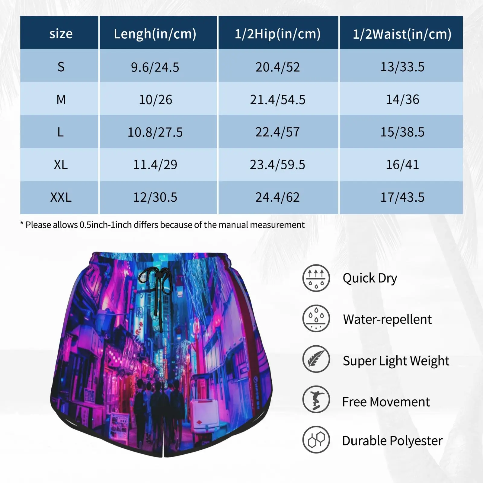 

Candy Floss Tokyo Neons Swim Shorts Women Beach Shorts Japan Shinjuku Alley Future Neon Lanterns Shopping Street