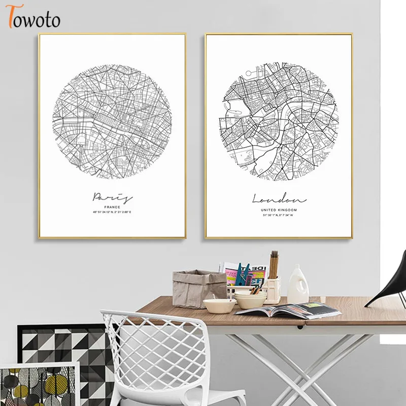 Картина на холсте с изображением Лондона Нью-Йорка черно-белый плакат 50x70