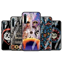 disney movie coco for xiaomi redmi k40 k30 k20 pro plus 9c 9a 9 8a 7 luxury shell tempered glass phone case cover