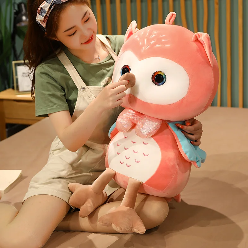 

25cm High Quality Newborn Doll Cute Owl Pillow Lovely Owl with Wing Plush Toys Colorful Bird Doll Birthday Gift For Kids Baby
