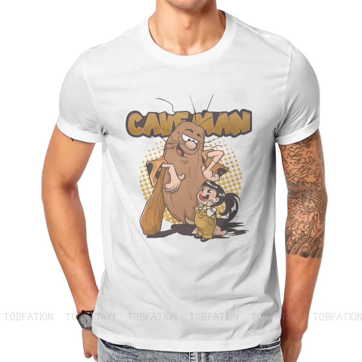 Футболка мужская оверсайз из чистого хлопка с мультяшным принтом|Мужские