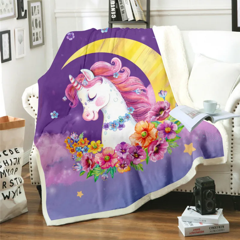 

Explosive Starry Sky Unicorn Digital Printing Thick Lamb Wool Blanket Household Decoration Blanket Blanket Lazy Blanket