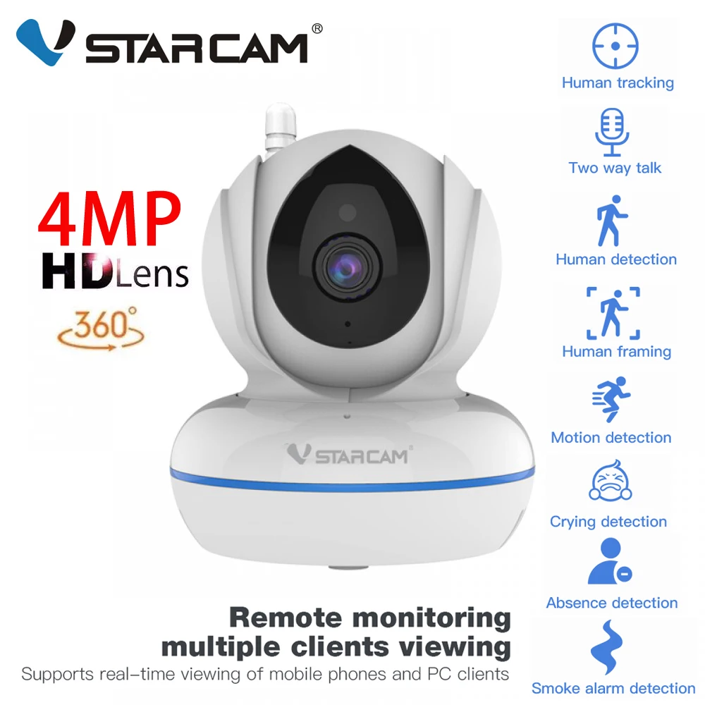 

Мини IP-камера Vstarcam C22Q, 4 МП, Full HD, PTZ, Wi-Fi, ии, ночное видение