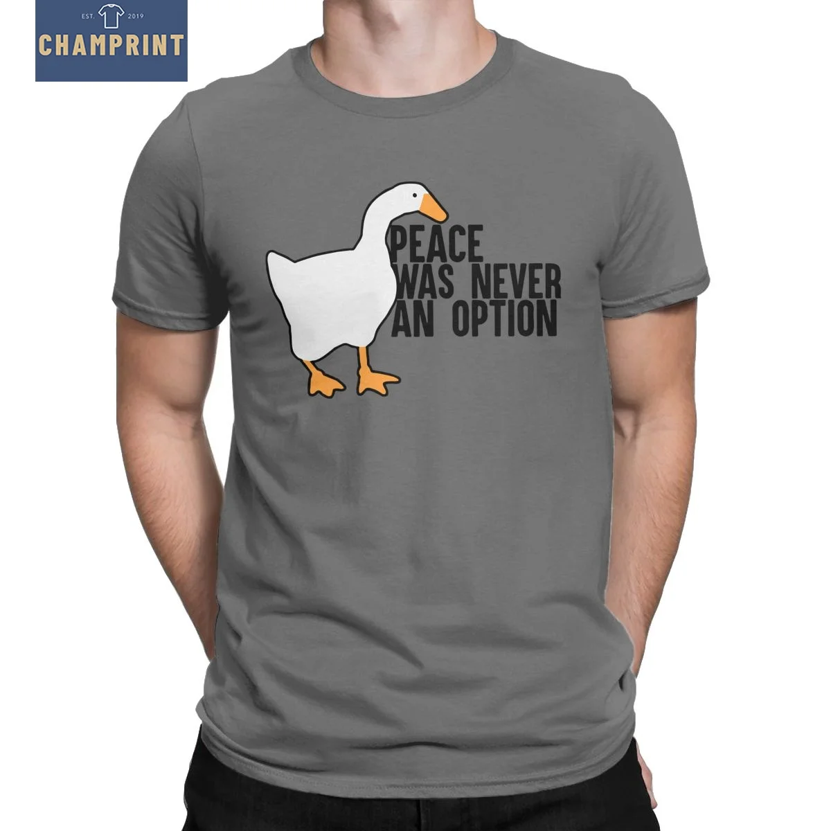 

Funny Untitled Goose Game Meme Peace Was Never An Option T-Shirt for Men Pure Cotton T Shirts Gamer Tees Gift Idea Clothing