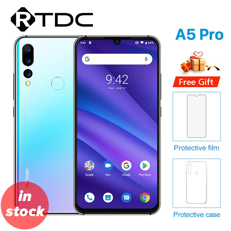 Global Version UMIDIGI A5 PRO Android 9.0 Octa Core 6.3'' FHD+ Waterdrop 16MP Triple Camera 4150mAh 4GB RAM 4G Mobile Phone|Смартфоны|