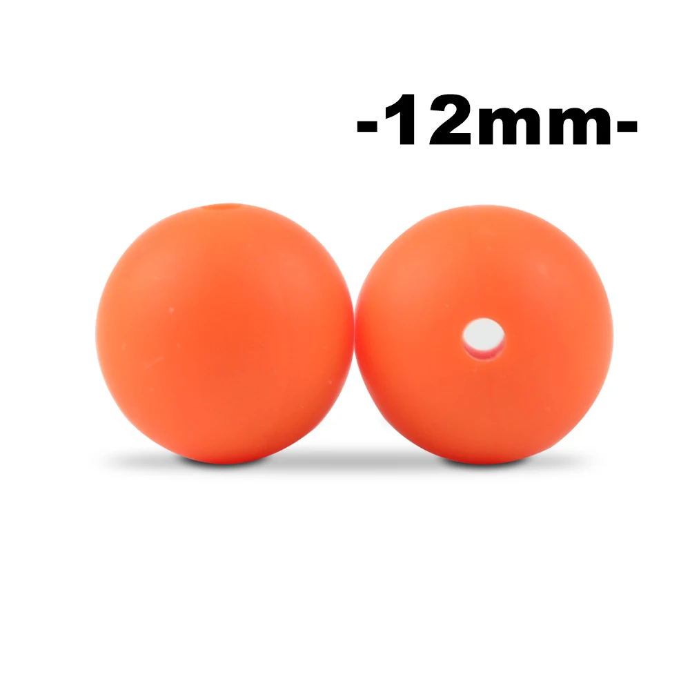 orange LOFCA, 12 мм, 100 шт., силиконовые бусины для прорезывания зубов, Прорезыватель для зубов, ожерелье для кормления ребенка, соска, зажим для ухода за полостью рта, не содержит бисфенола, пищевой, цветной - Цвет: orange