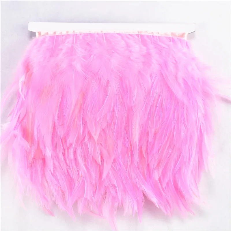 Pink ArmyGreen 5 м 10 м седло бахрома из перьев петуха trim10-15CM Бургундия перья фазана для поделок обрезки ленты DIY Шлейфы - Цвет: Pink