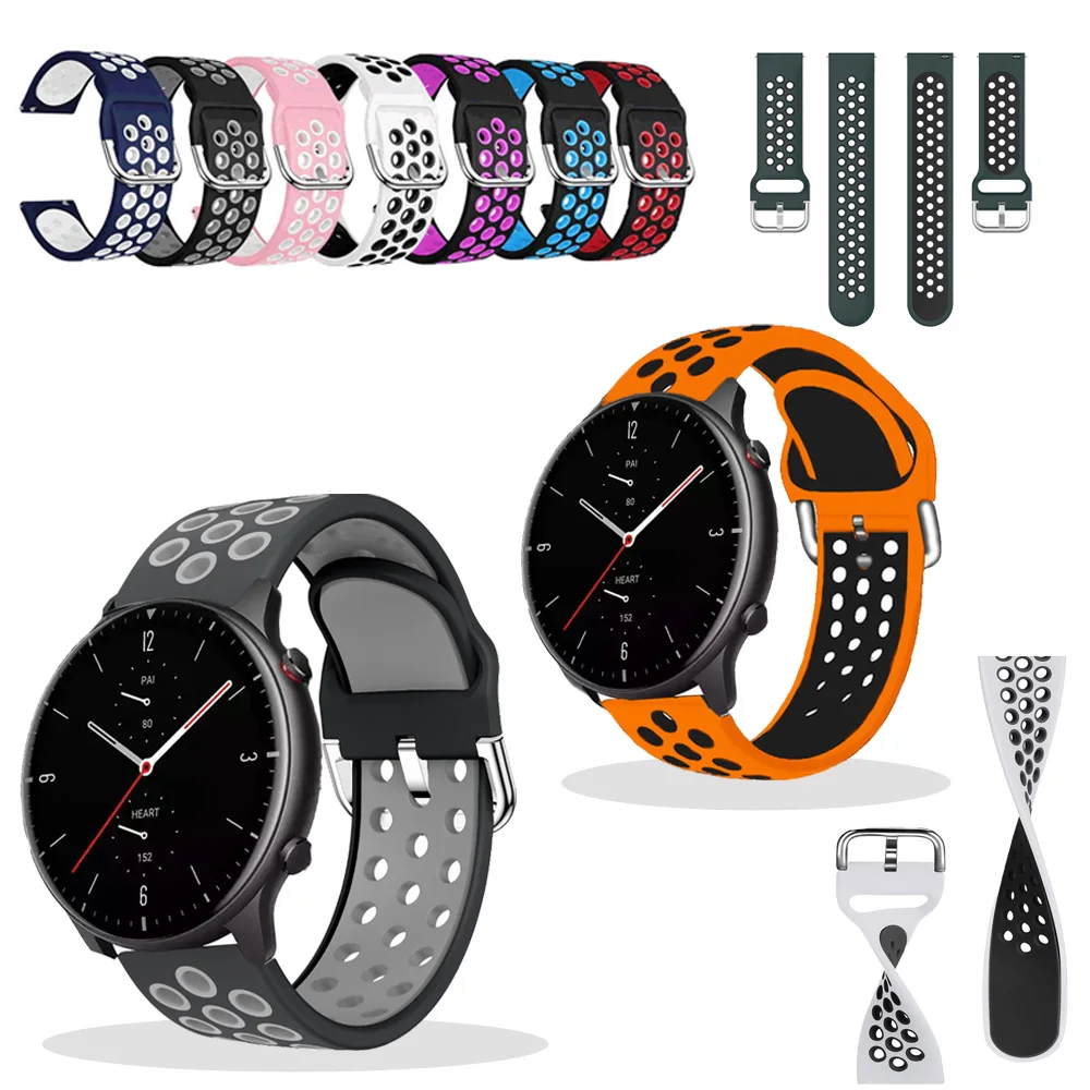 Ремешок силиконовый высокого качества для Amazfit BIp S GTS 2 ремешок TicWatch Pro 2020 amazfit GTR