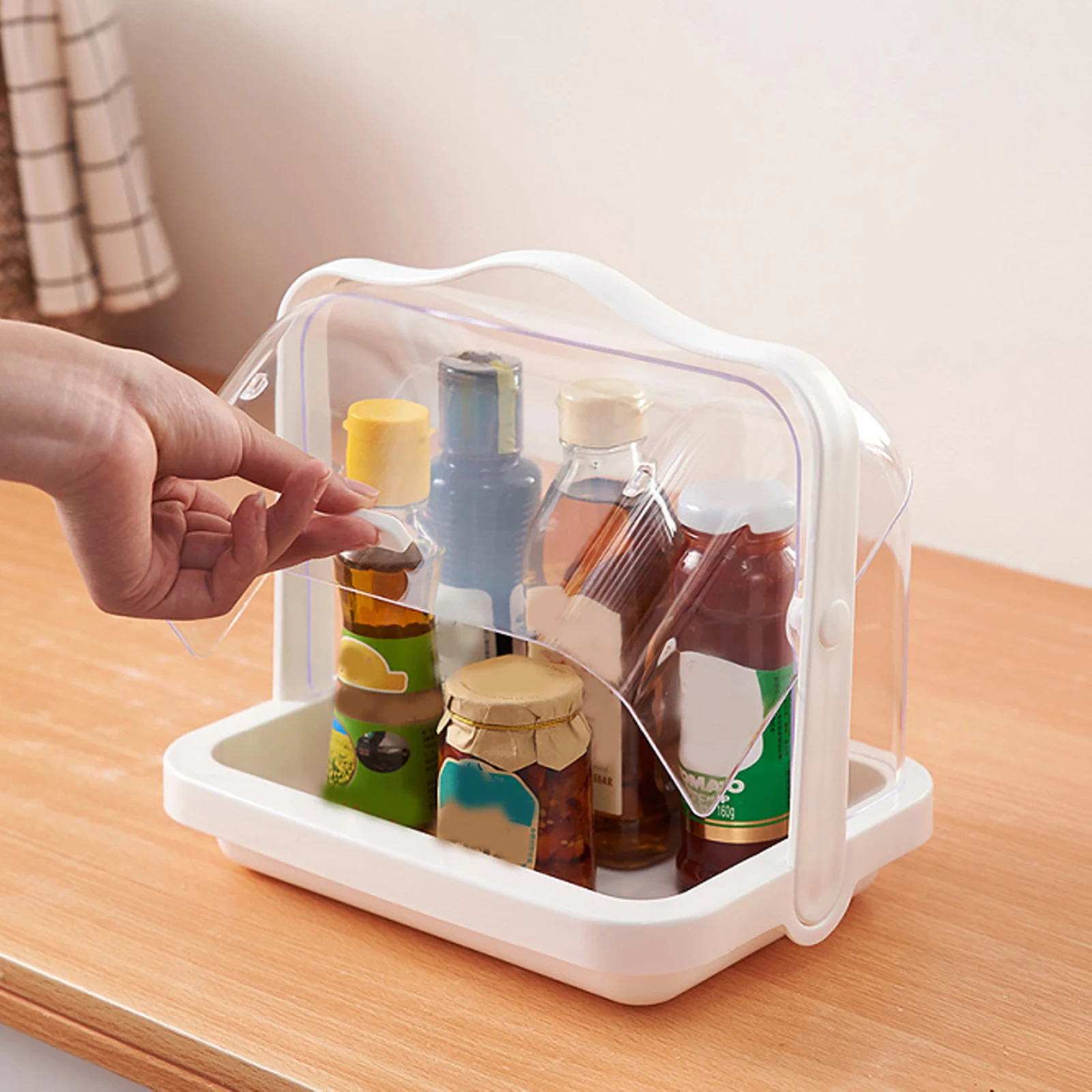 

Desktop Storage Box Multifunctional Dustproof Waterproof Storage Box With Double-Sided Flip Cover Living Room Kitchen Bathroom