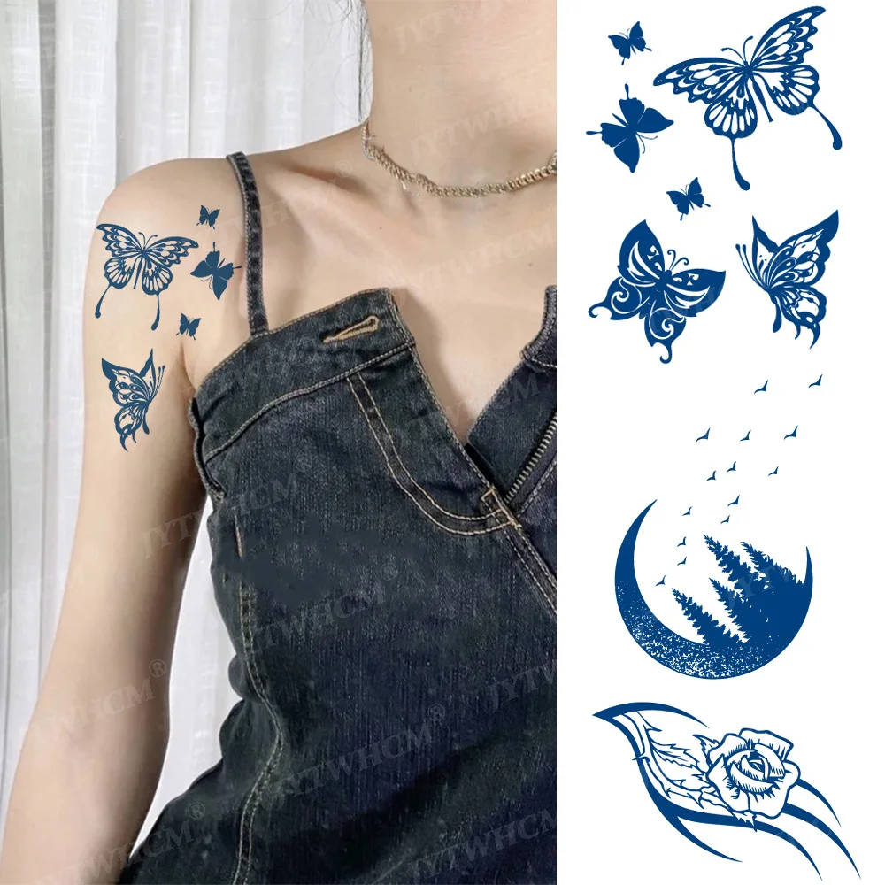 

Juice Lasting Tattoo Waterproof Temporary Stickers Moon Sun Arrow Butterfly Geometric Pattern Flash Body Fake Tattoo Men Women
