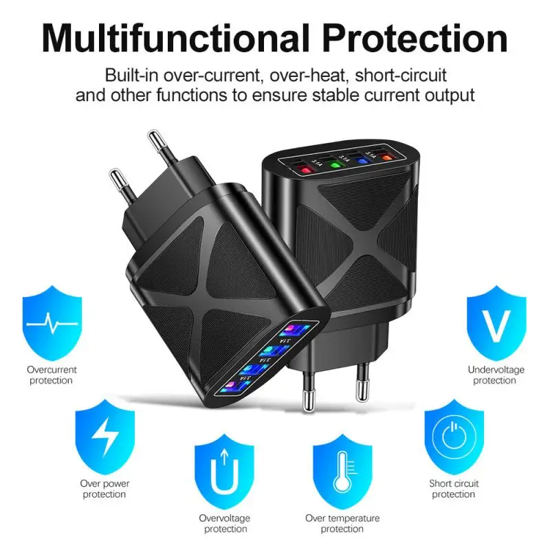 

USB 3.0 Universal Power Adapter Travel Charger USB Type C More Charger USB Cable 5V 3.1A 4USB Wall Charger Quick Charge