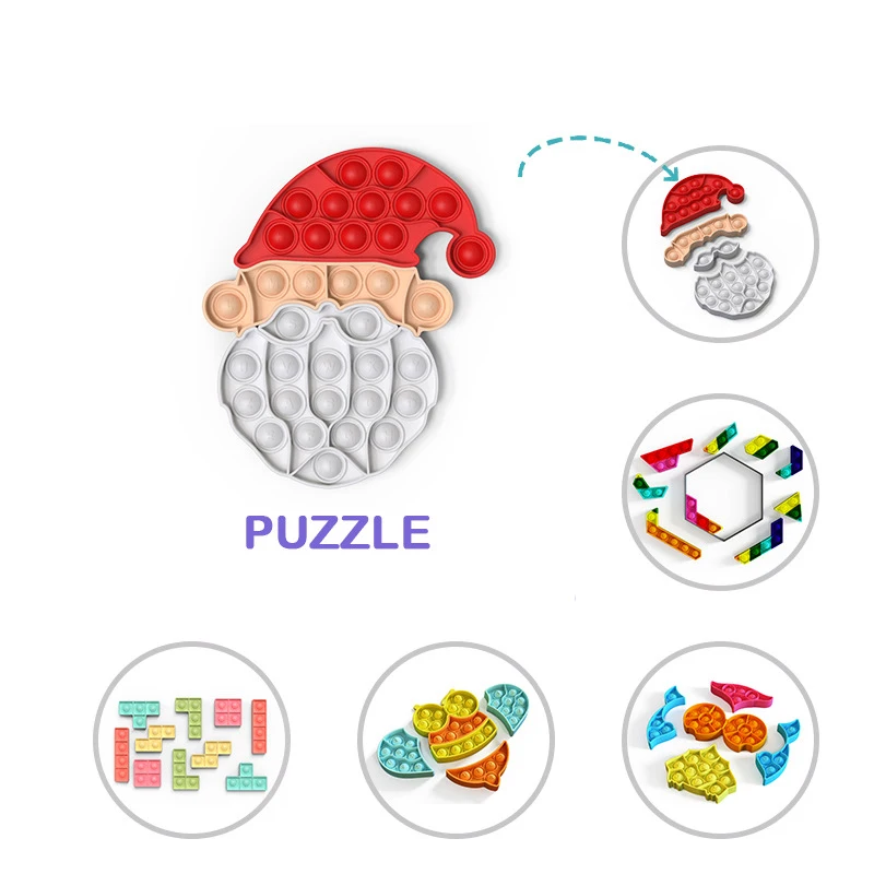 

Fidget Toy Box Pops it Puzzle Tangram Antistress Toys Push Pop Bubble Sensory Toy Stress Reliever Adult Kids Christmas Present