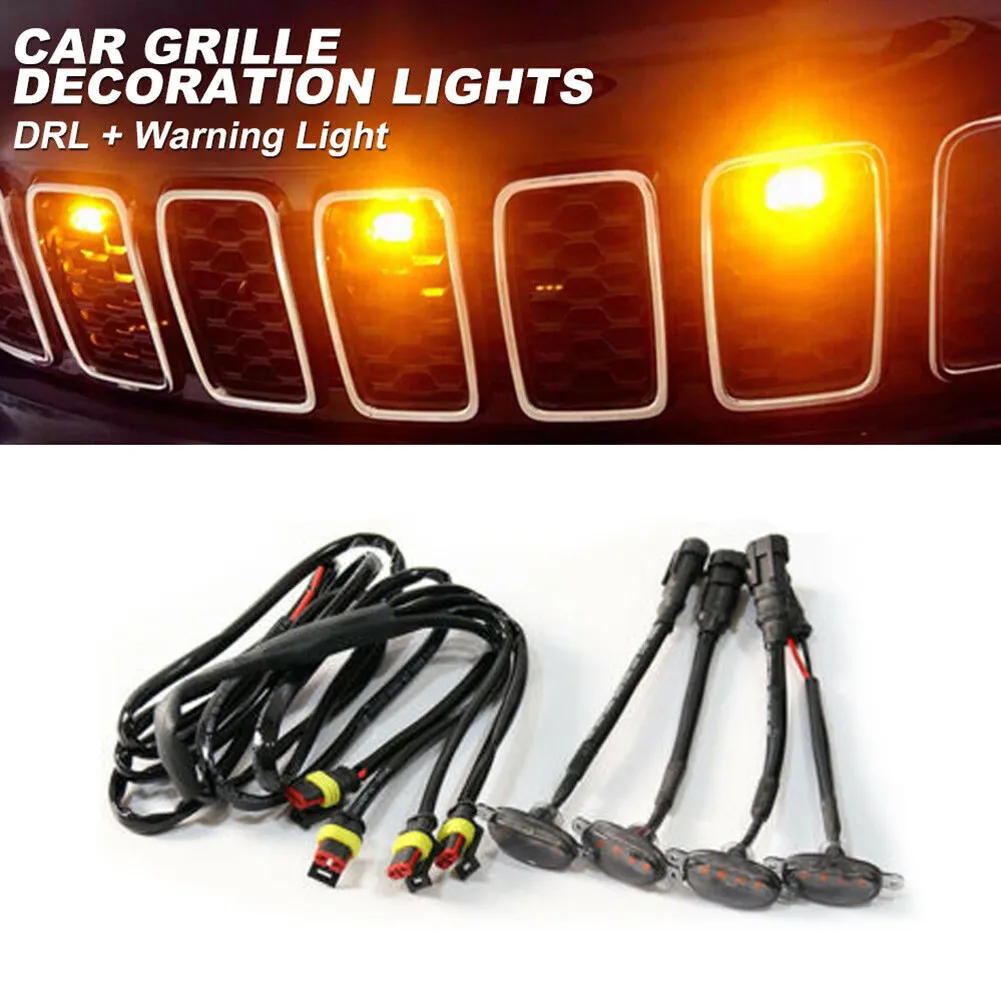 

Trim Grille DRL Running Lights Yellow Grill LED 3000k 4pcs ABS Plastic DRL