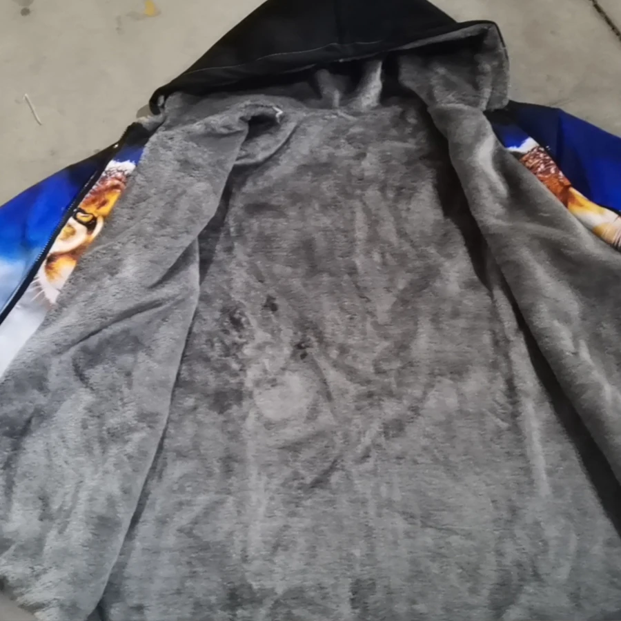 

3D Customized Fashion Women Digital 3D Printing Thick Plus Size 5XL 6XL Velvet Double Layer Zipper Men Hooded Dropshipping