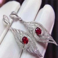 fashion ruby silver earrings for evening party 3 mm 5 mm pear cut ruby earrings 925 sterling silver ruby jewelry
