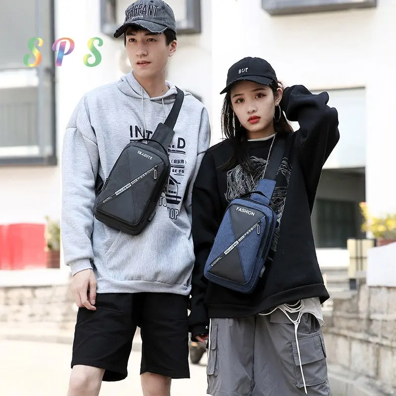 

Men small black cute oxford chest bag 2021 Women's Hiking Sports sling bags Portable urban Fashionable cycling side bags youth