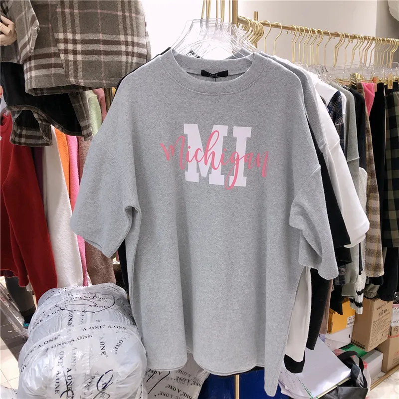 Женская свободная футболка Zuolunouba Повседневная белая с круглым вырезом и