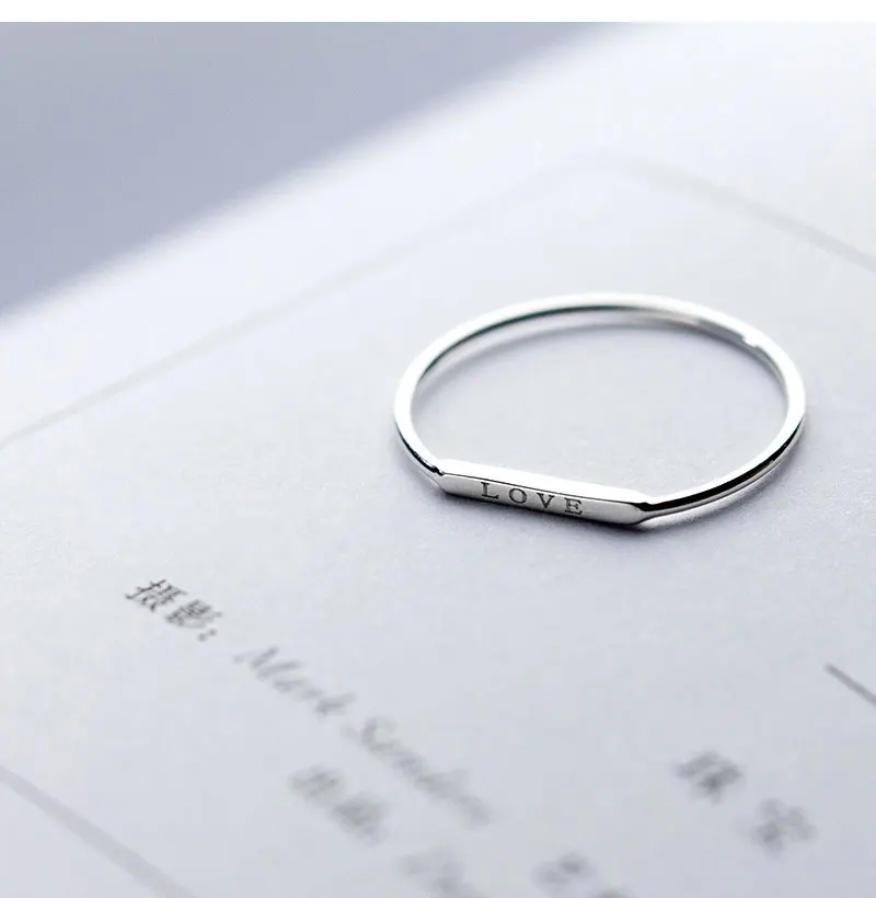 Ла Монада Фингер Женское Кольцо 925 Стерлинговое Серебро Буква Любви Минималистические Кольца Для Женщин в Ювелирных Изделиях.