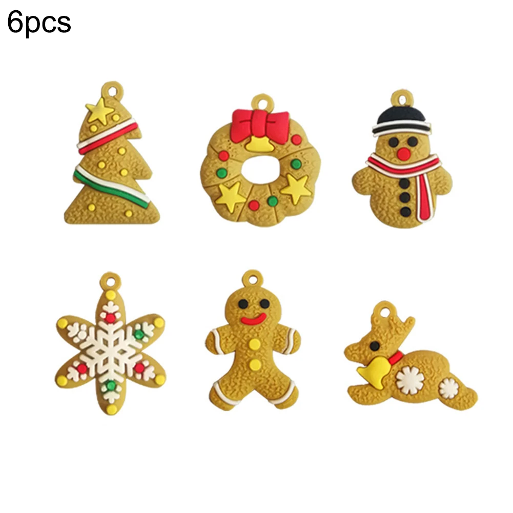 6pcs 6/11 шт Мини Декор вечерние поставки и пряничным человечком рождественские украшения, оленей, снеговика, для Рождественского дерева подвесное украшение год - Color: 6pcs