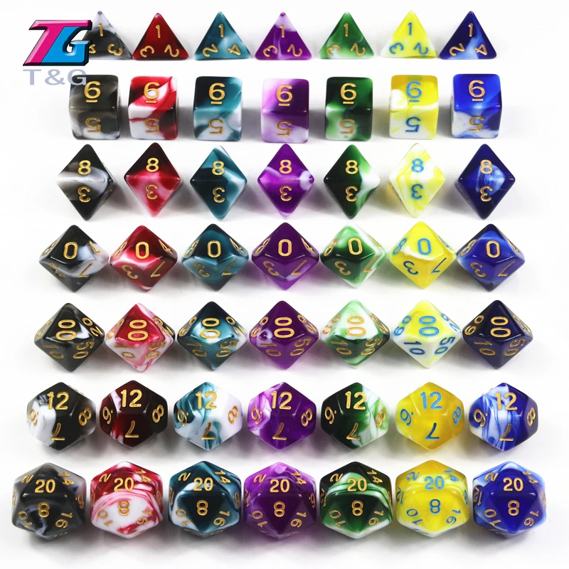 7 компл./упак. многогранник ролевая многогранные кости для доски карточки Клубные