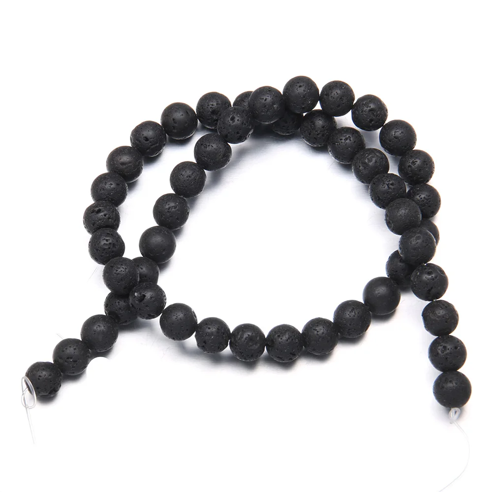 

28Pcs Beads Round Volcanic rock Natural Stone for Jewelry Making Necklace Accessories Gifts for Women Size 4 6 8 10 12 14mm