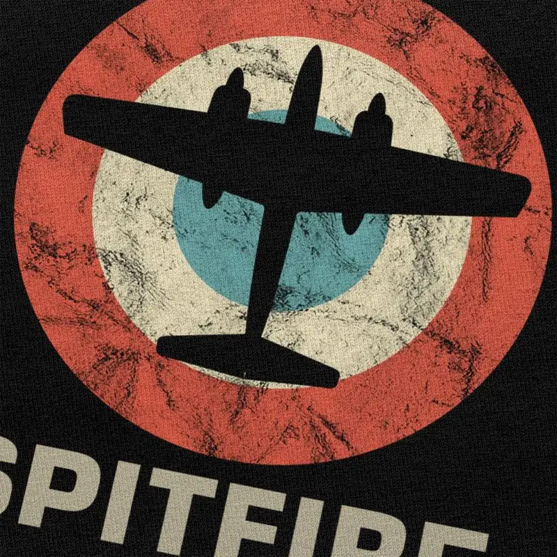 Ретро Spitfire истребитель съемки самолет футболка Для мужчин с короткими рукавами